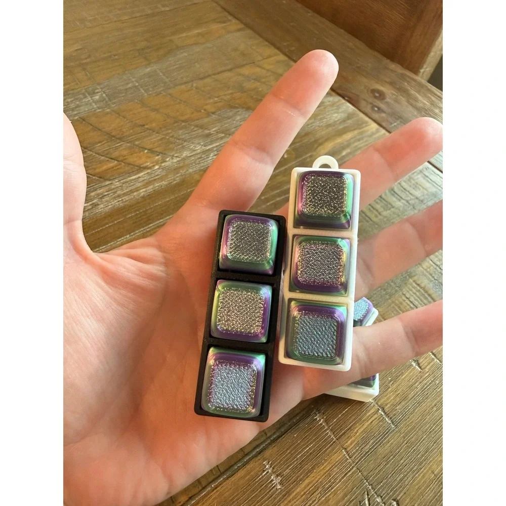 LOT Custom 3D Printed Artisan Keycaps Iridescent Purple Green Macro Pad 3-Key